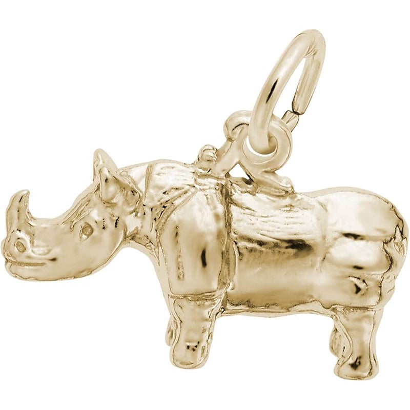 10k Yellow Gold Rhino Charm, Charms for Bracelets and Necklaces